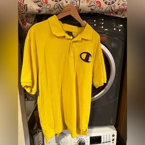 Champion Authentic Athletic Apparel Yellow Polo with Purple Men's Size XL